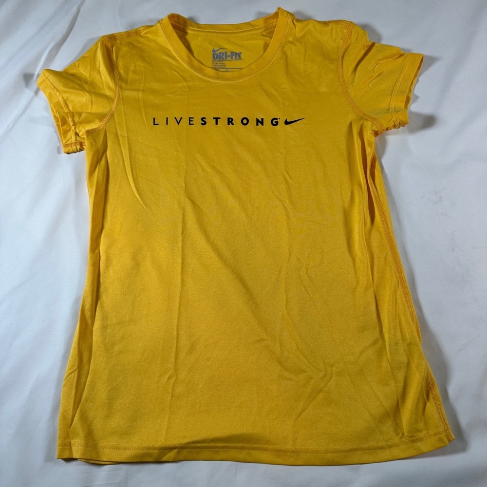 Nike Dri-FIT Livestrong Womens Yellow Short Sleeve Athletic T-Shirt Size Medium